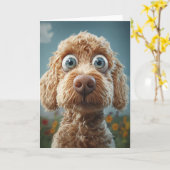 Big-Mit Augen-Australian Labradoodle Karte (Gelbe Blume)