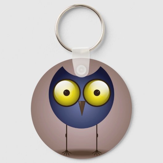 Big Mit Augen Blue Owl Button Schlüsselanhänger (Vorderseite)