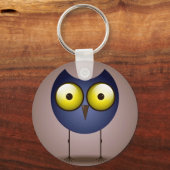 Big Mit Augen Blue Owl Button Schlüsselanhänger (Vorderseite)