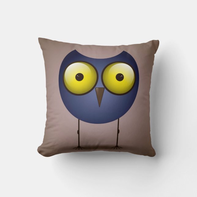 Big Mit Augen Blue Owl Kissen (Vorderseite)