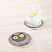Big Mit Augen Blue Owl Sandstein Untersetzer (Seite)
