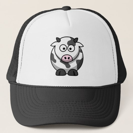 Big Mit Augen Funny Round Cartoon Cow Truckerkappe (Vorderseite)
