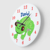 Big Mit Augen Gepunkteter Cartoon Frosch Personali Große Wanduhr (Winkel)