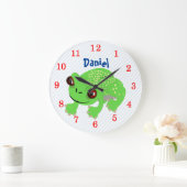Big Mit Augen Gepunkteter Cartoon Frosch Personali Große Wanduhr (Zuhause)