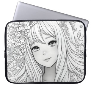 Big Mit Augen Girl Coloring Laptop Sleeve