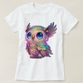 Big Mit Augen Horned Owl Cartoon Style Grafik T-Shirt (Design vorne)