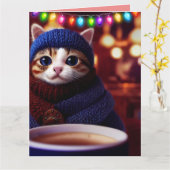 BIG MIT AUGEN NIEDLICHE CAT KITTEN ART CHRISTMAS K KARTE (Gelbe Blume)