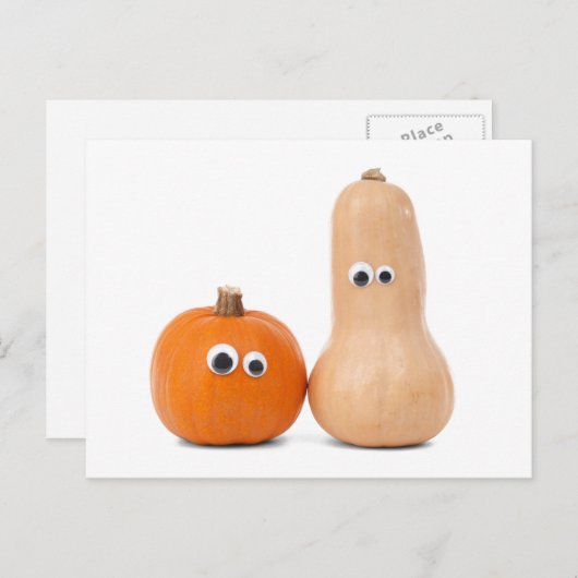 Big Mit Augen Pumpkin and Squash Postcard Postkarte (Vorne/Hinten)