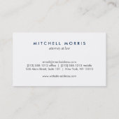 Big Modern Monogram auf Navy Blue Linen Visitenkarte (Rückseite)
