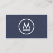 Big Modern Monogram auf Navy Blue Linen Visitenkarte (Vorderseite)