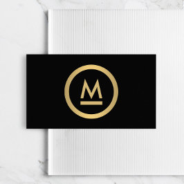 Big Modern Monogram in Imitate Gold auf Black Visitenkarte