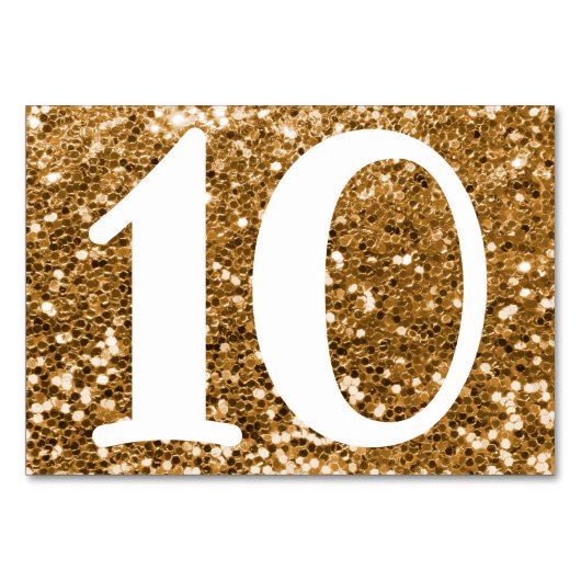 Big Modern Number Imitats Gold Glitzer Tischnummer (Rückseite)