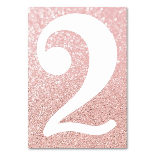 Big Modern Number Imitats Rose Gold Bokeh Glitzer Tischnummer (Vorderseite)