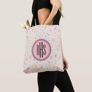Big Monogram auf Spring-Easter Muster Tote Bag Tasche