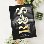 Big Monogram Bold Foto Gold Foil Save the Date Folieneinladung