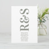 Big Monogram Modern Bold Sage Green Wedding Einladung (Stehend Vorderseite)