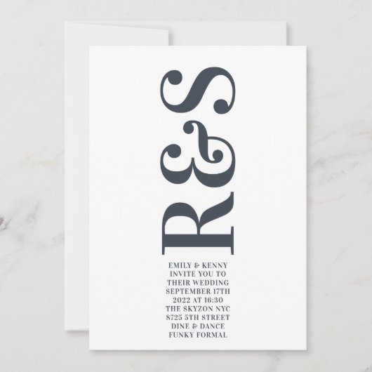 Big Monogram Modern Bold Simple Wedding Einladung (Vorderseite)