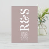 Big Monogram Modern Bold Taupe Wedding Einladung (Stehend Vorderseite)