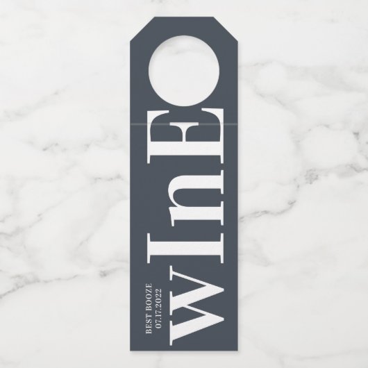 Big Monogram Modern Simple Flaschenanhänger (Rückseite)