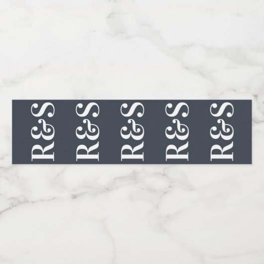 Big Monogram Modern Simple Water Bottle Label Wasserflaschenetikett (Einzelnes Label)