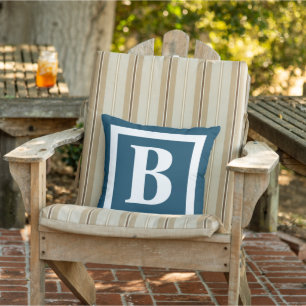Big Monogram Navy Blue White Initial Kissen