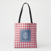 Big Monogram on Red & White Kariert Shoulver Tasche (Vorderseite)
