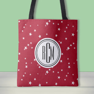 Big Monogram on Red White Stars Schultertasche Tasche