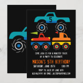 Big Monster Trucks Geburtstagsparty Einladungen (Vorne/Hinten)