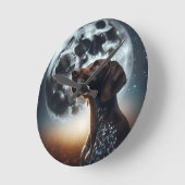 Big Moon Nighttime Sky GSP Dog farbenfroh Runde Wanduhr (Winkel)