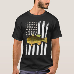 Big Mouth Bass American Flag USA Große Mouth Bass T-Shirt