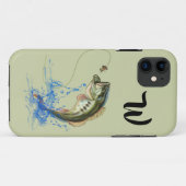 Big Mouth Bass Fish Jumping Monogram Case-Mate iPhone Hülle (Rückseite (Horizontal))