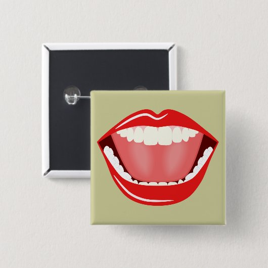 Big Mouth Spaß lacht Funny Square Buttons (Vorne & Hinten)