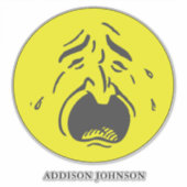 Big Mouth Yellow Face Expression & Name 14" Aufkleber (Vorderseite)