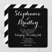 Big Names Black and White Wedding Einladung (Vorne/Hinten)