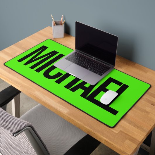 Big neon green mouse pad with custom name schreibtischunterlage (Büro 2)
