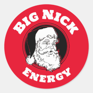 Big Nick Energy Funny Santa Claus Runder Aufkleber