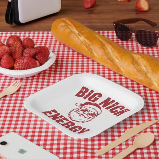 Big Nick Energy Funny Santa Rude Weihnachts-Joke Pappteller (Picknick)