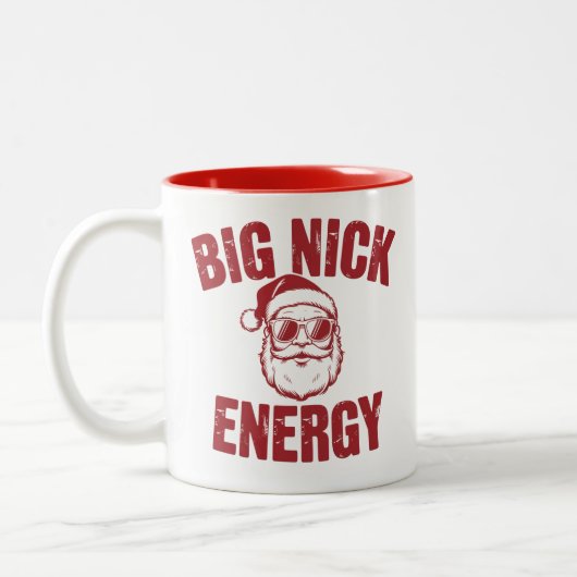 Big Nick Energy Funny Santa Rude Weihnachts-Joke Zweifarbige Tasse (Links)