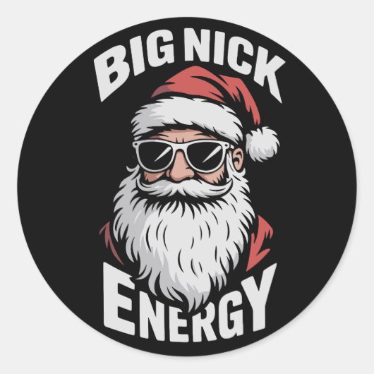 Big Nick Energy Funny Santa Sunglasses Christmas  Runder Aufkleber (Vorderseite)