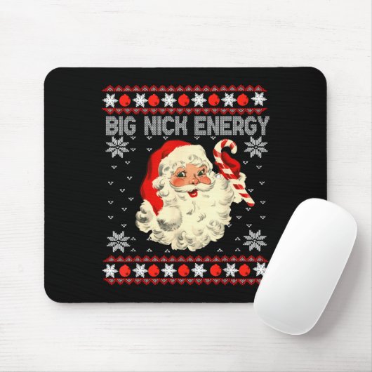 Big Nick Energy Funny Santa Ugly Christmas Sweater Mousepad (Mit Mouse)