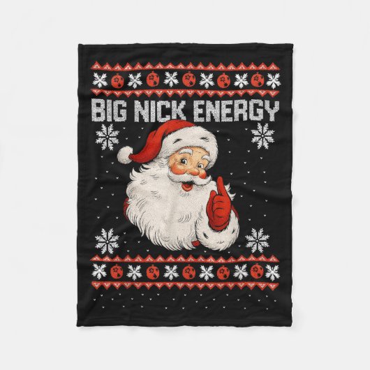 Big Nick Energy Santa Xmas Ugly Christmas Sweater Fleecedecke (Vorderseite)