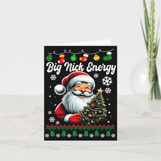 Big Nick Energy Santa Xmas Ugly Christmas Sweater Karte (Vorderseite)