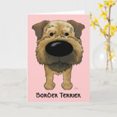 Big Nose Border Terrier Karte (Gelbe Blume)