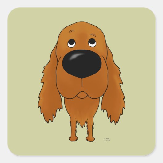 Big Nose Irish Setter Quadratischer Aufkleber (Vorderseite)