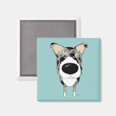 Big Nose Smooth Collie Magnet (Vorderseite/Rückseite)