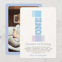 Big Number 1 Stripes Baby Boy 1. Geburtstag Party