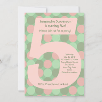 Big Number 5 Girl's 5. Geburtstagsparty Einladung