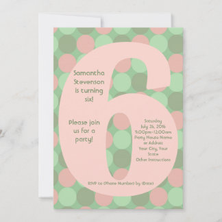 Big Number 6 Girls 6. Geburtstagsparty Einladung