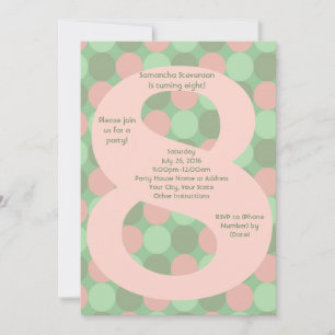 Big Number 8 Girls 8. Geburtstagsparty Einladung