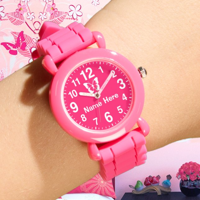 Big Numbers Personalisiert Girls Uhren mit NAME (Big Number Watch for Girls. Girls Watch with Name. Personalized Watches for Girls. Pink Wrist Watch.)
